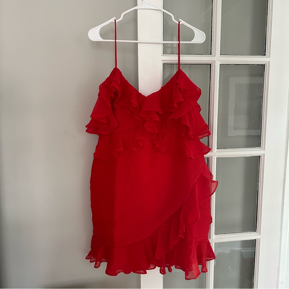 ASOS Red Ruffle Mini Dress, Size US 12
